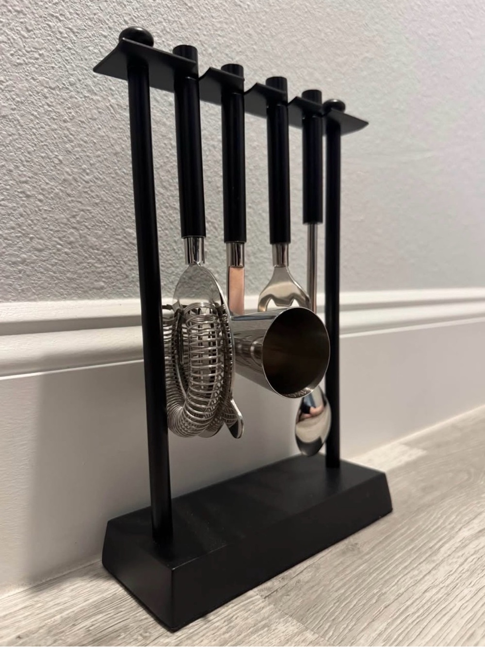 Black Stainless Steel Bar Tool Set with Stand